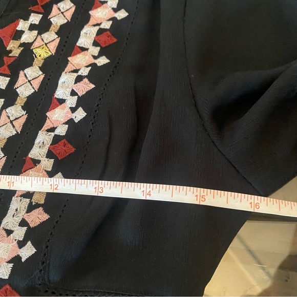 Ann Taylor Petite 00P Black Flowy Dress with Geometric Embroidery - Picture 12 of 14